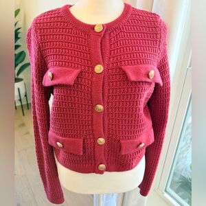 Women's Red Button-Up Sweater